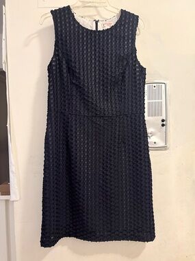 Brooks Brothers Navy Textured Sleeveless Shift Dress